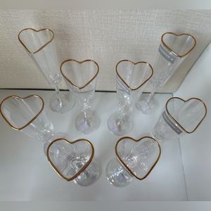 8 David Tutera Gold Heart Wedding Valentine Event Iridescent Champagne Glasses
